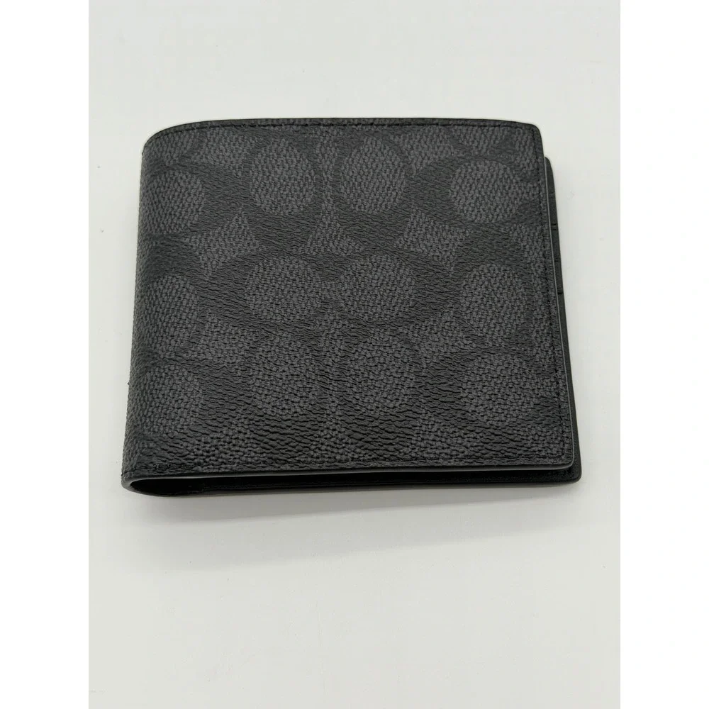 Coach 3 in 1 Wallet Signature Canvas Charcoal Black CW380 Bifold Mens